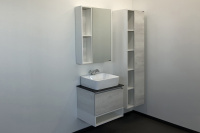 Тумба с раковиной Comforty Прага 60 дуб белый с антрацитовой столешницей