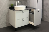 Тумба с раковиной Comforty Сорренто 90Н светло серый с антрацитовой столешницей