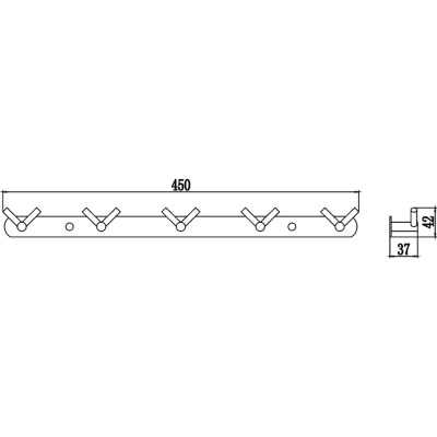 Планка с крючками (5 крючков) Savol S-007225B золото
