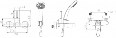 Смеситель Bravat SPRING F679113C-B для ванны с душем