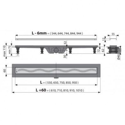 Водоотводящий желоб AlcaPlast APZ9-550M Simple