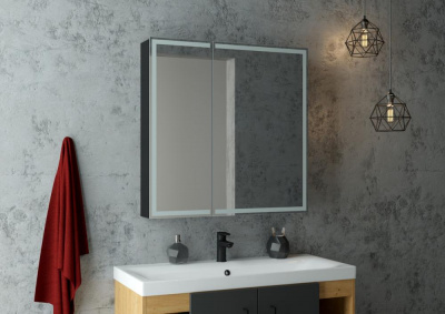 Зеркало-шкаф Континент Mirror Box Black Led 800х800