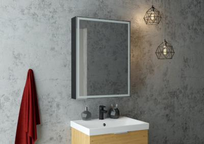 Зеркало-шкаф Континент Mirror Box Black Led 600х800