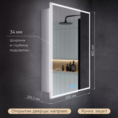 Шкаф зеркальный Alavann Rita Plus 60
