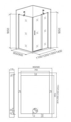Душевой уголок GOOD DOOR PANDORA WTW+SP-120х80-С-CH