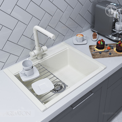 Мойка для кухни из литого мрамора Aquaton Делия 60 прямоугольная жемчуг