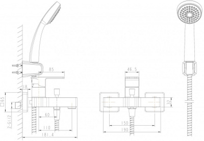 Смеситель Bravat RIFFLE F672106C-B для ванны с душем
