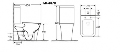 Унитаз-компакт Grossman Galaxy GR-4470S безободковый с тонкой крышкой