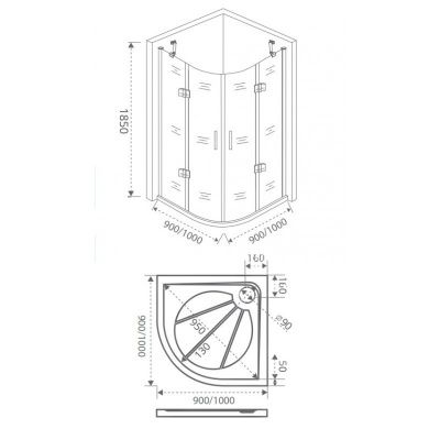 Душевой уголок GOOD DOOR SATURN R-90-C-CH
