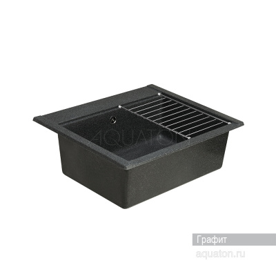 Мойка для кухни из литого мрамора Aquaton Делия 60 прямоугольная графит