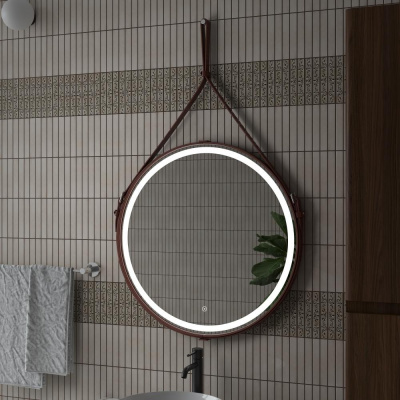 Зеркало Континент Millenium Brown Led D 500 на ремне коричневого цвета
