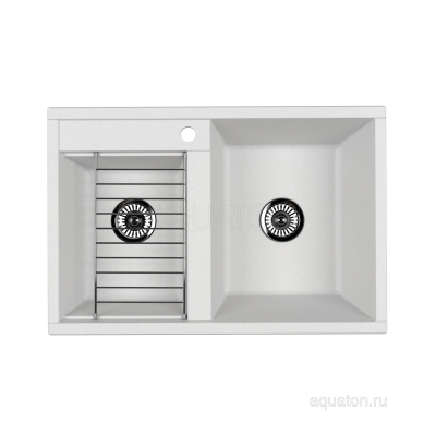 Мойка для кухни из литого мрамора Aquaton Делия 78 DBL 2 чаши жемчуг
