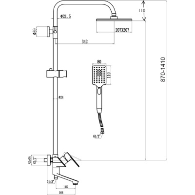 Душевая стойка Savol S-600708-1 хром