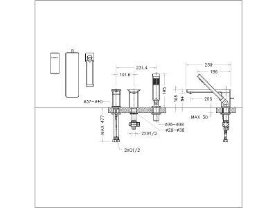 Смеситель Bravat PHILLIS F556101C-2-ENG на борт ванны