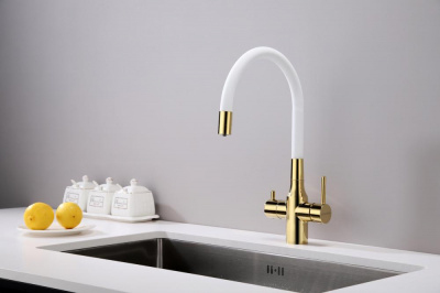 Смеситель для кухни Paulmark Salix Sa213419-Gw золото/белый