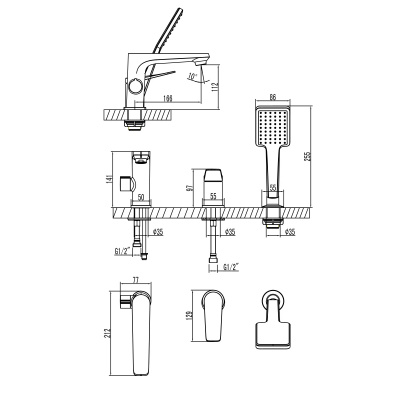 Смеситель для ванны Lemark Bronx LM3745GM