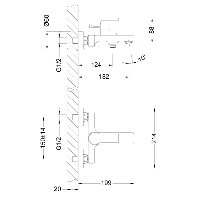 Смеситель для ванны Lemark Aura LM0614C