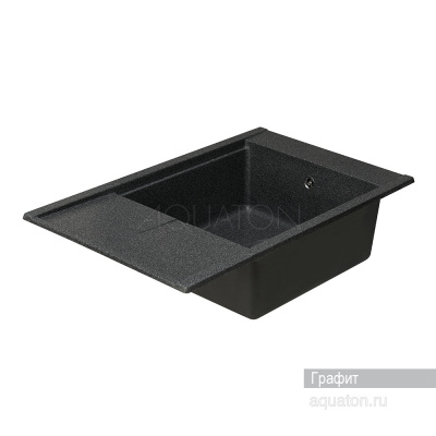 Мойка для кухни из литого мрамора Aquaton Делия 78 прямоугольная с крылом графит