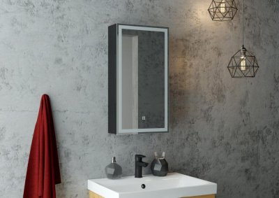 Зеркало-шкаф Континент Mirror Box Black Led 350х650 правый