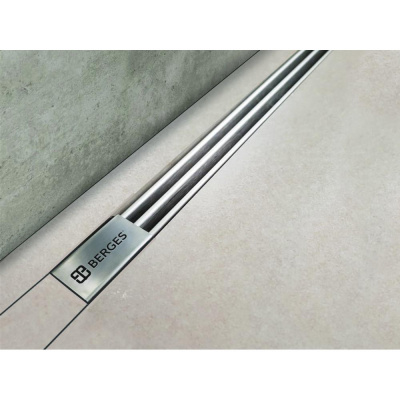 Желоб BERGES водосток SUPER Slim 600, матовый хром, S-сифон D50 H60 боковой