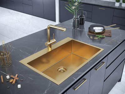Смеситель для кухни Paulmark Dosse Do214418-BG брашированное золото