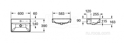 Раковина Roca Oleta накладная 600х390 3274C400Y