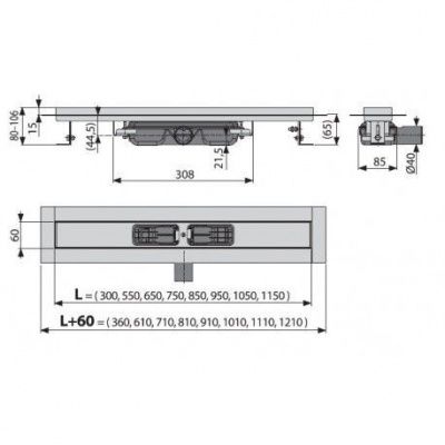 Водоотводящий желоб AlcaPlast APZ106-1050 Professional Low