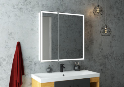 Зеркало-шкаф Континент Allure Led 800х800 с датчиком движения, розеткой
