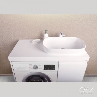 Тумба с раковиной Alavann Soft 100 столешница камень левая