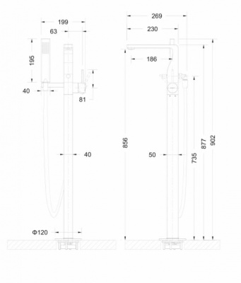 Смеситель для ванны Bravat ARC F66061C-B3-ENG напольный