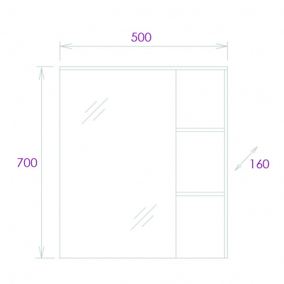 Зеркало-шкаф Onika ЛЕГРАН дуб галифакс 50.00У