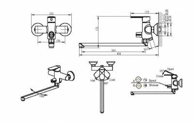 Смеситель Bravat LOUISE F6191183CP-01L-RUS универсальный