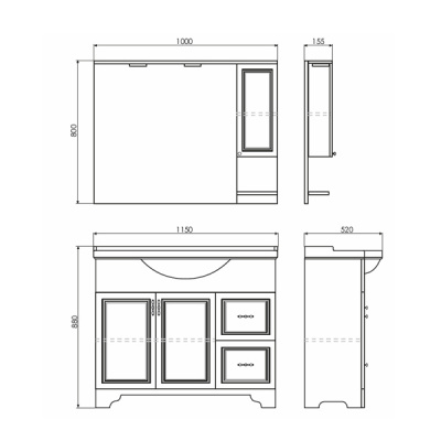 Зеркало-шкаф Comforty Севилья 100 слоновая кость