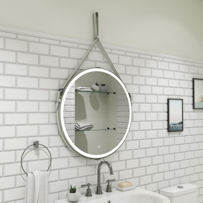 Зеркало Континент Millenium White Led D 650 на ремне белого цвета