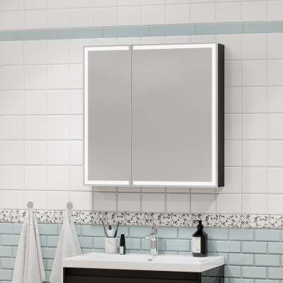 Зеркало-шкаф Континент Mirror Box Black Led 800х800