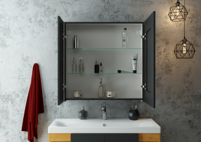 Зеркало-шкаф Континент Mirror Box Black Led 800х800