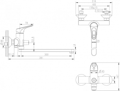 Смеситель Bravat DROP-DF648162C-01A универсальный