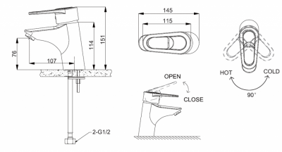 Смеситель для раковины Bravat LOOP F1124182CP-RUS