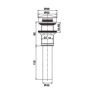 Донный клапан Rose RS11T оружейная сталь