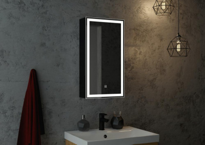 Зеркало-шкаф Континент Mirror Box Black Led 350х650 правый