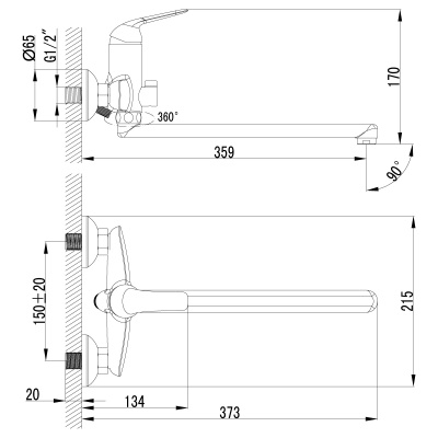 Смеситель для ванны Lemark Plus Advance LM1251C