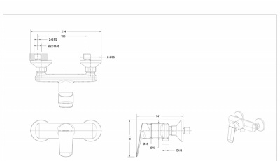 Смеситель Bravat RHEIN F9429564CP-01-ENG для душа