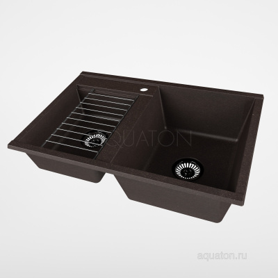 Мойка для кухни из литого мрамора Aquaton Делия 78 DBL 2 чаши кофе