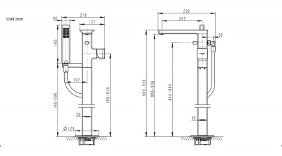 Смеситель Bravat PHILLIS F656101C-B3-ENG для ванны и душа напольный