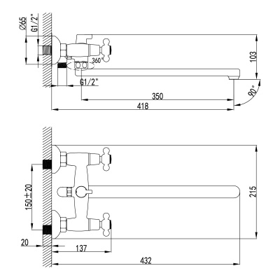 Смеситель для ванны Lemark Standard LM2112C