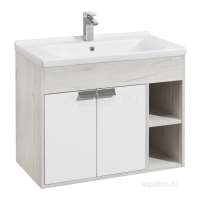 Тумба под раковину Aquaton Флай 80 белый, дуб крафт 1A237401FAX10
