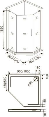 Душевой уголок GOOD DOOR FANTASY PNT-90-F-CH