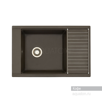 Мойка для кухни из литого мрамора Aquaton Делия 78 прямоугольная с крылом кофе