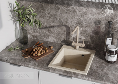 Мойка для кухни из литого мрамора Aquaton Линеа 58 шампань