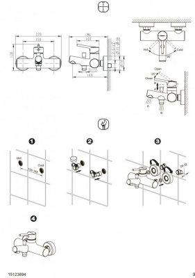 Смеситель Bravat PALACEF6172217CP-01-RUS для ванны и душа